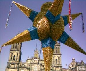 пазл Традиционные пиньяту в Мексике на Рождество, девять-звезда, звезда Вифлеема